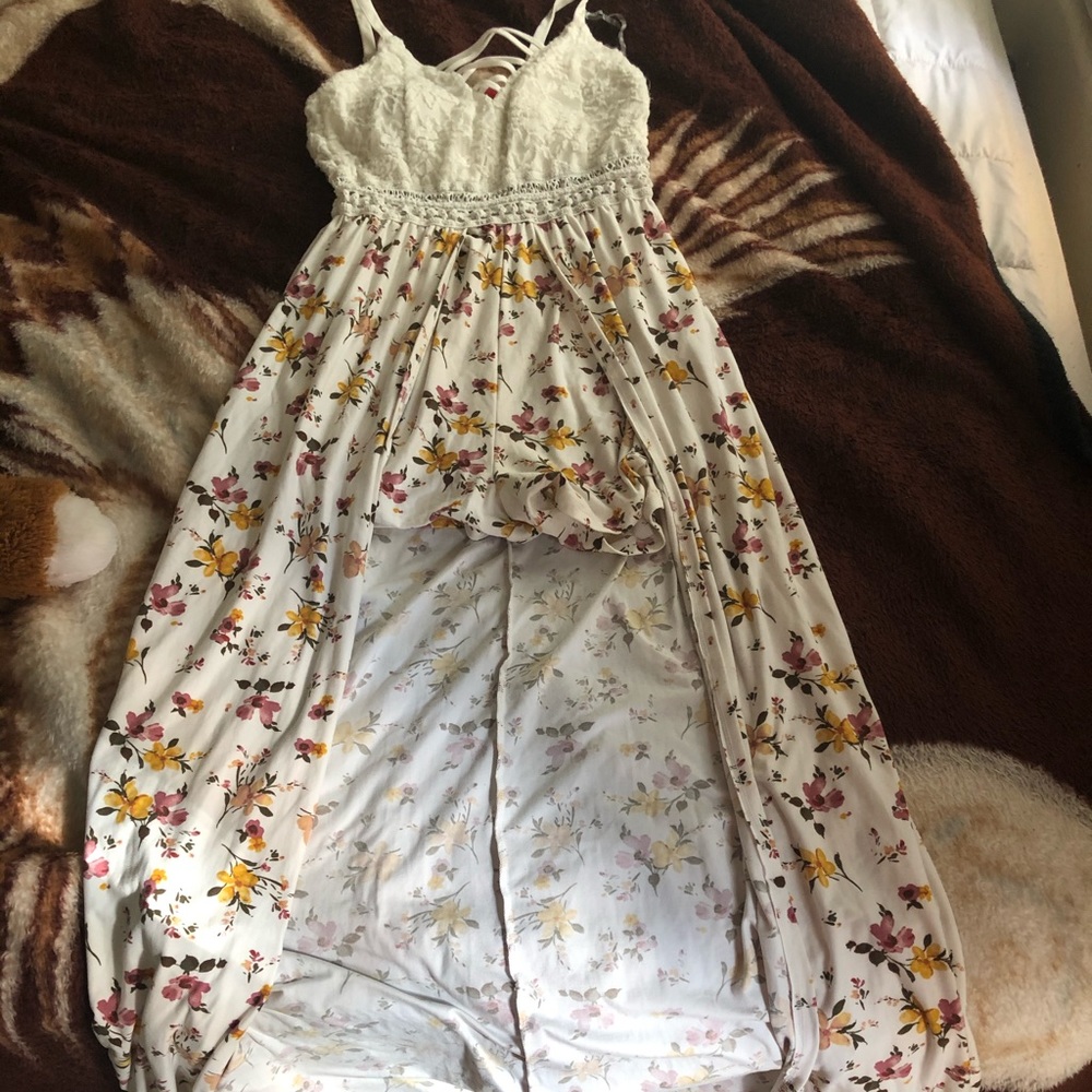 High low floral romper